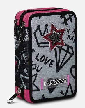 Astuccio scuola Seven 3 zip Zipper Glamy